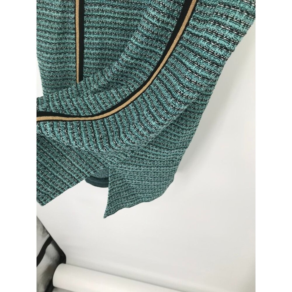 Misook Womens Green Knit Short Sleeve V-Neck Dress size medium Gold embellished - Picture 11 of 15